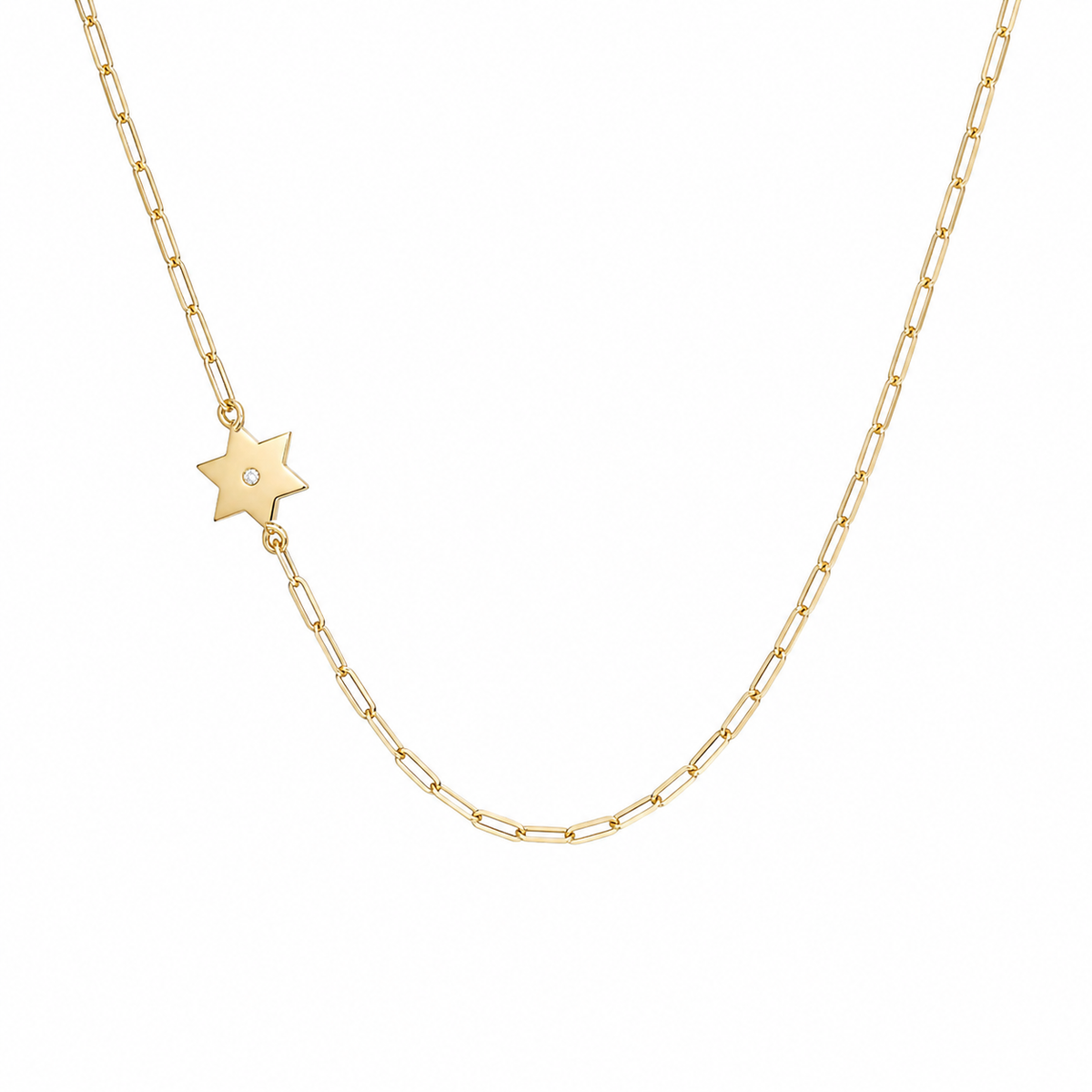 Dani Star of David Diamond Paperclip Necklace