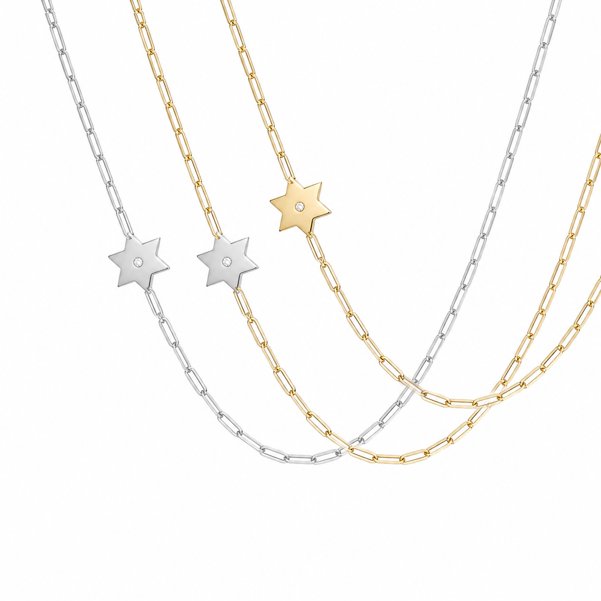 Dani Star of David Diamond Paperclip Necklace