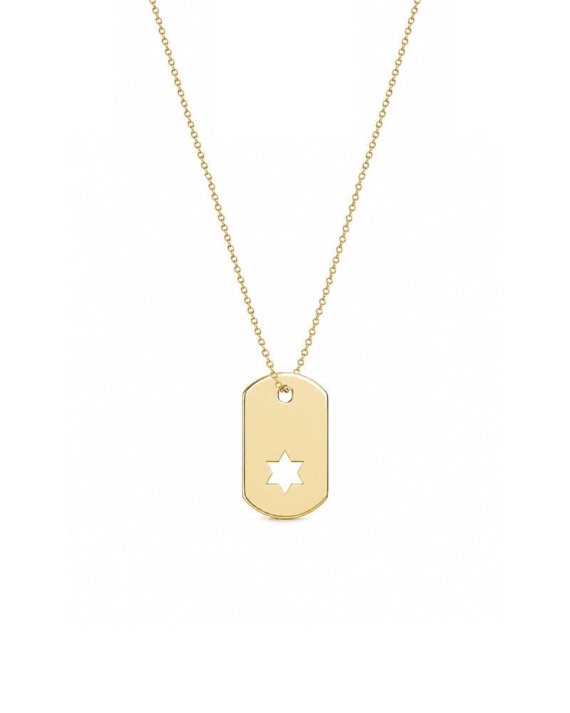 Gold plated Star of David ID tag necklace