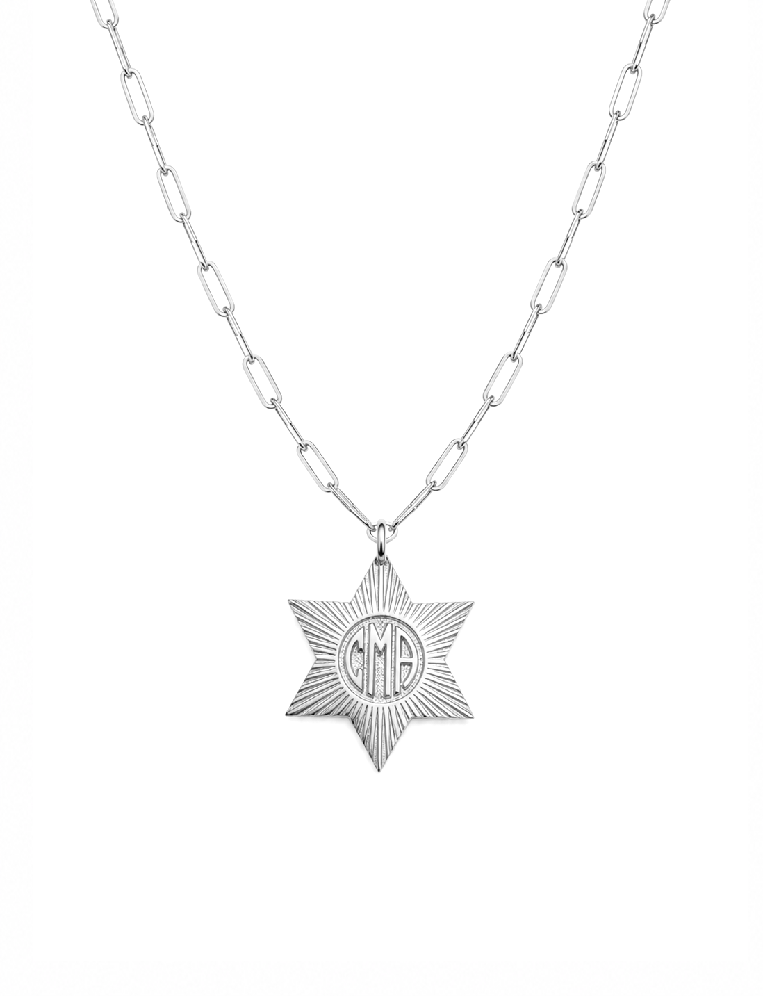 Magen David symbol on personalized monogram necklace