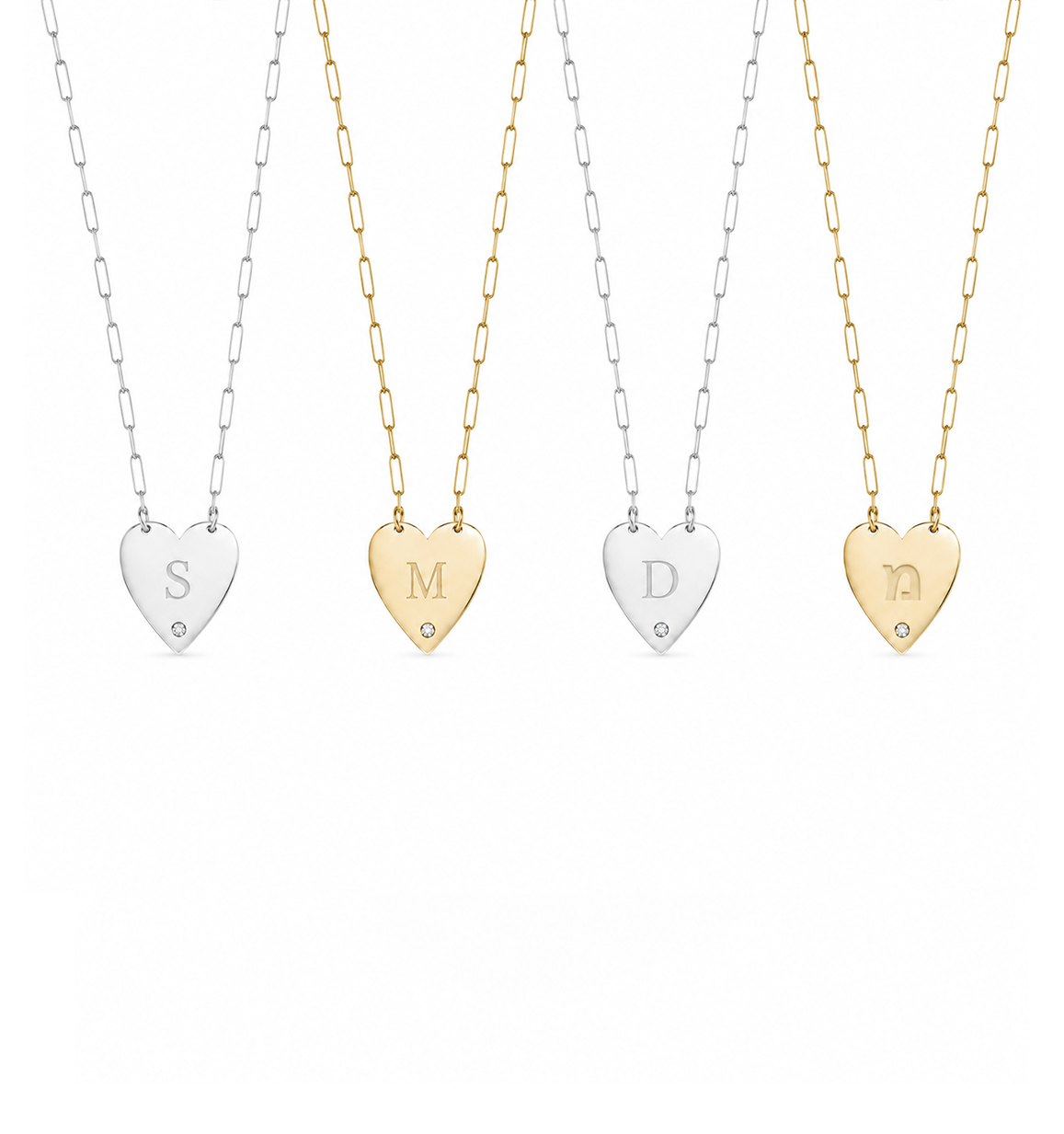 Mijal Diamond Heart Initial Necklace personalized heart pendant with initial