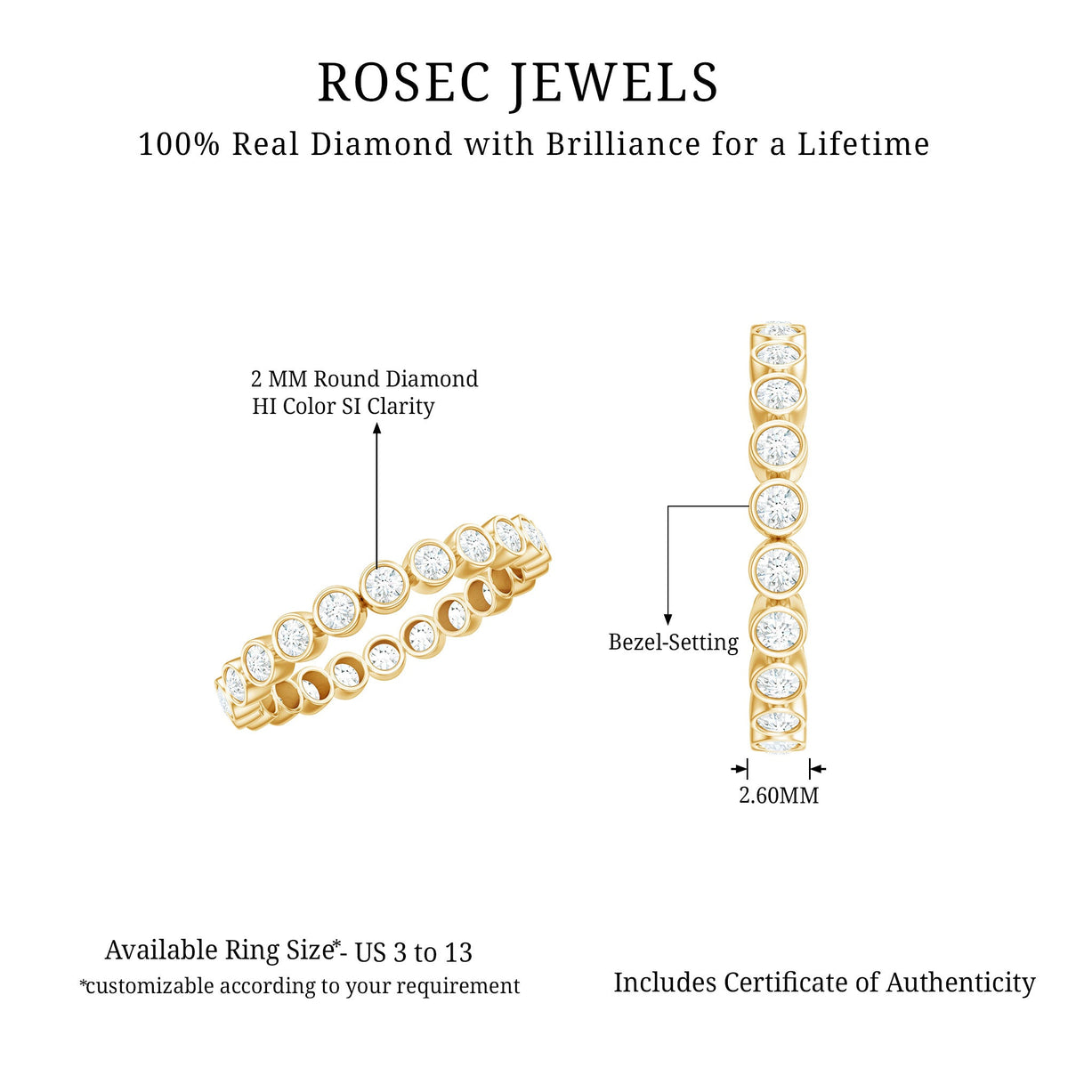 Real Diamond Eternity Ring in Bezel Setting