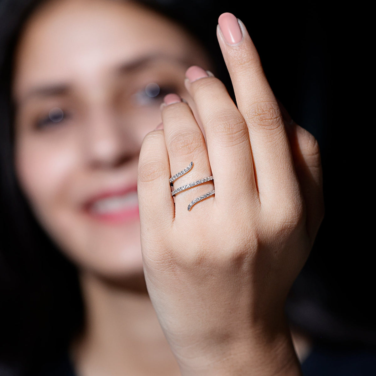 Certified Diamond Spiral Ring For Women