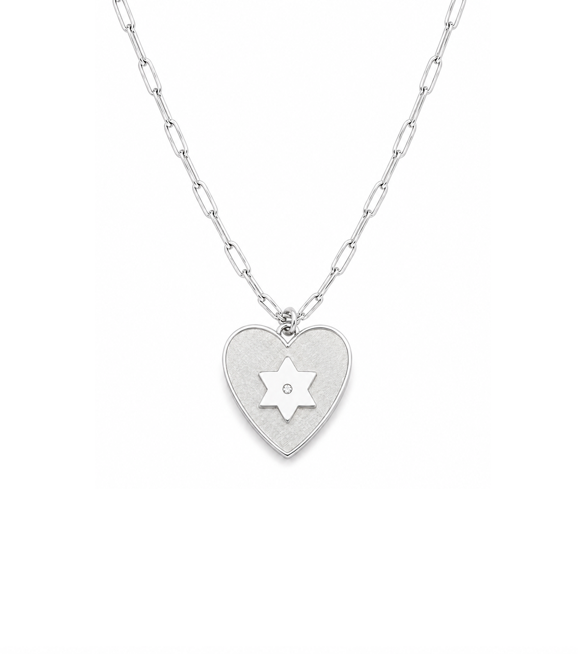 Shelly Heart Star of David Diamond Necklace
