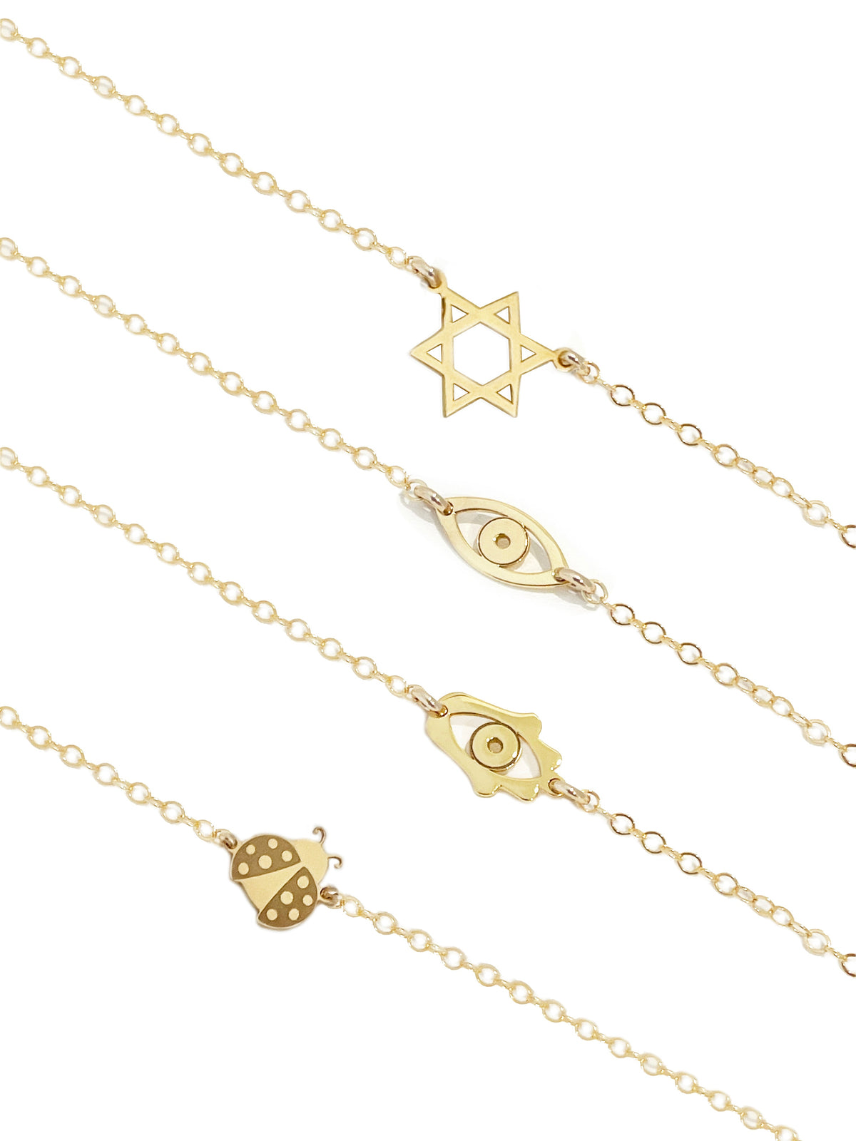 Close-up of mini charm necklace pendant