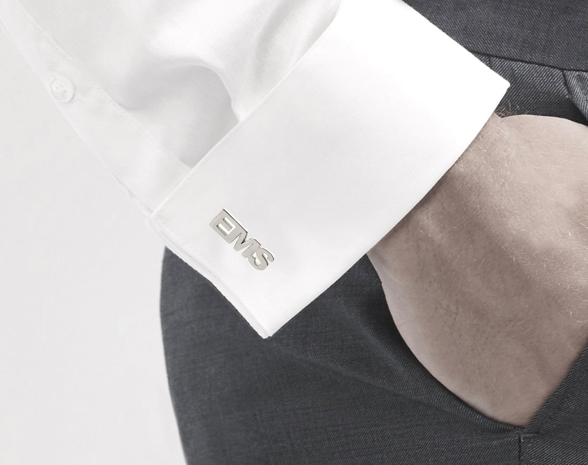 Custom initials displayed on personalized monogram cufflinks