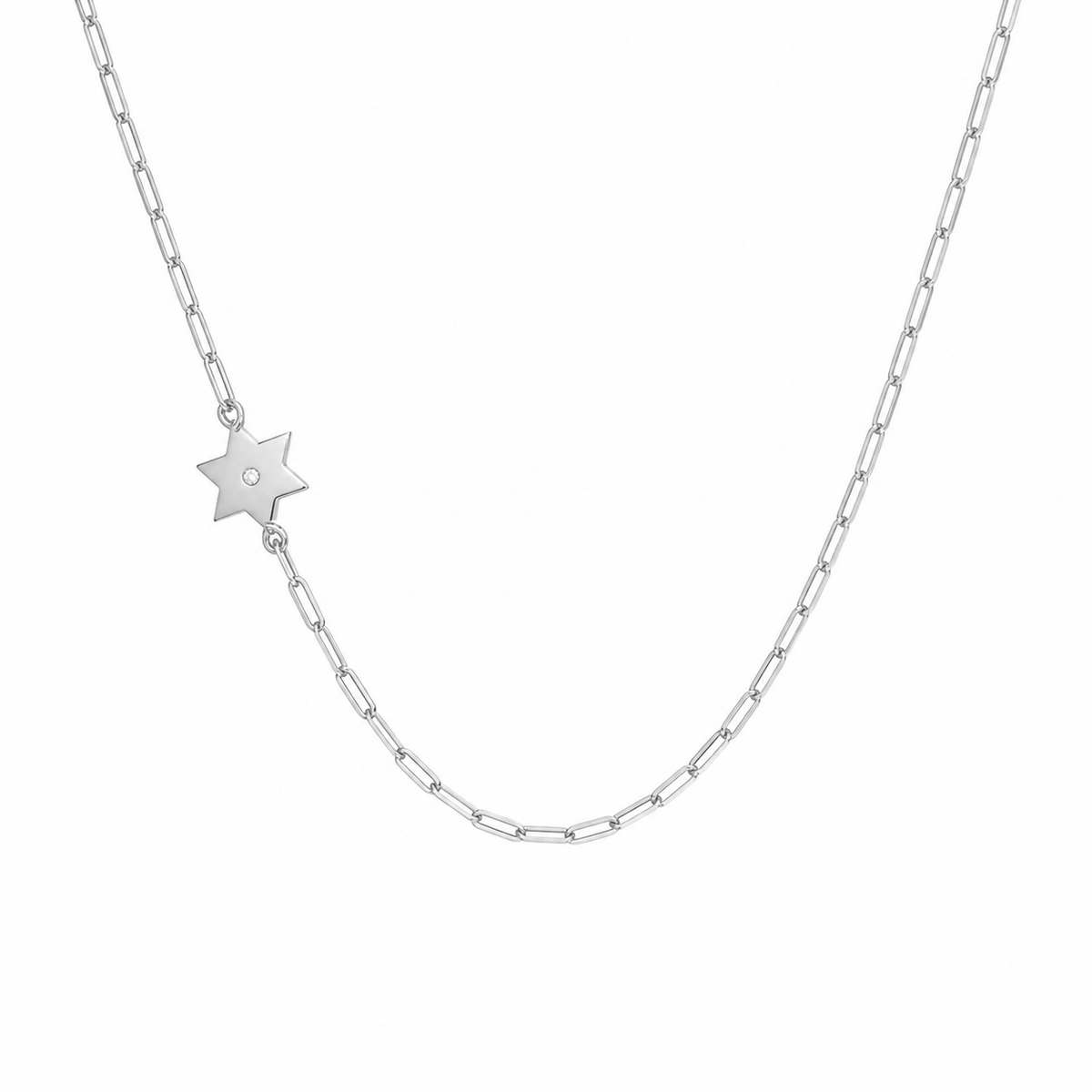 Dani Star of David Diamond Paperclip Necklace