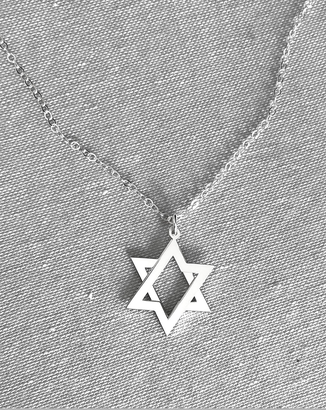 Detailed view of movable Star of David pendant