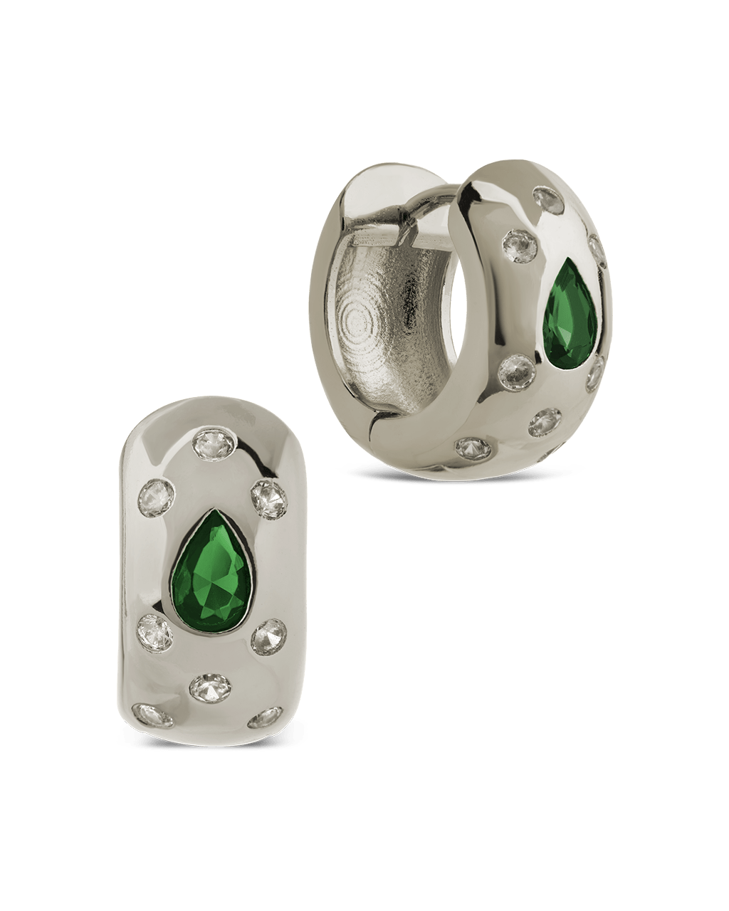 Mixed CZ Chunky Huggie Hoops