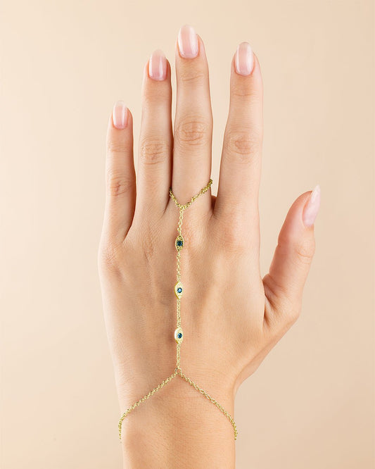Arielle CZ Evil Eye Hand Chain