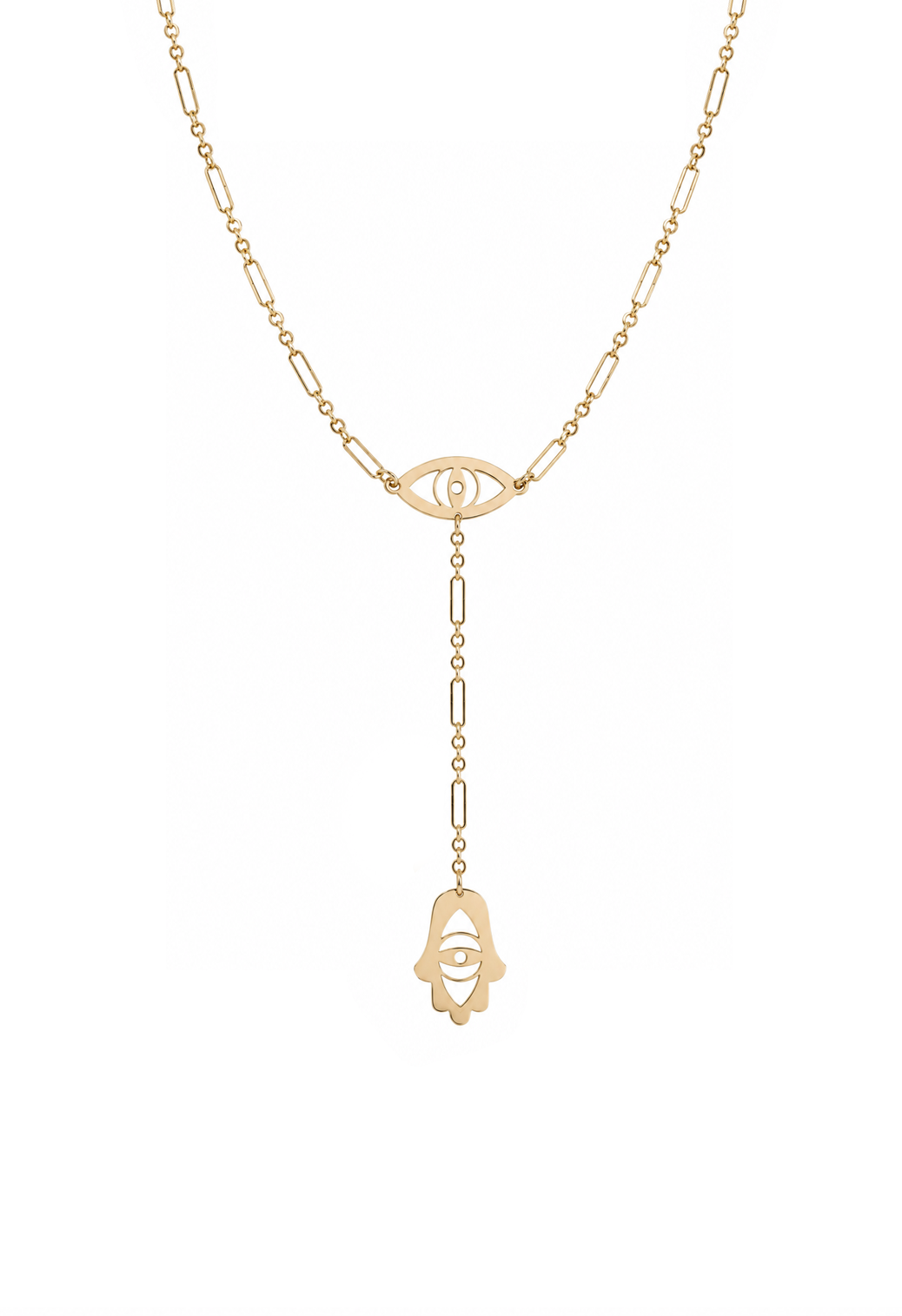 Evil Eye and Hamsa Lariat Necklace