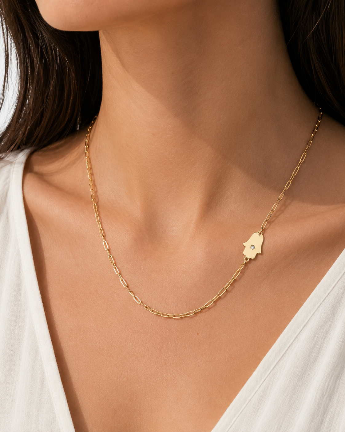 Dani Symbols  Diamond Paperclip Necklace