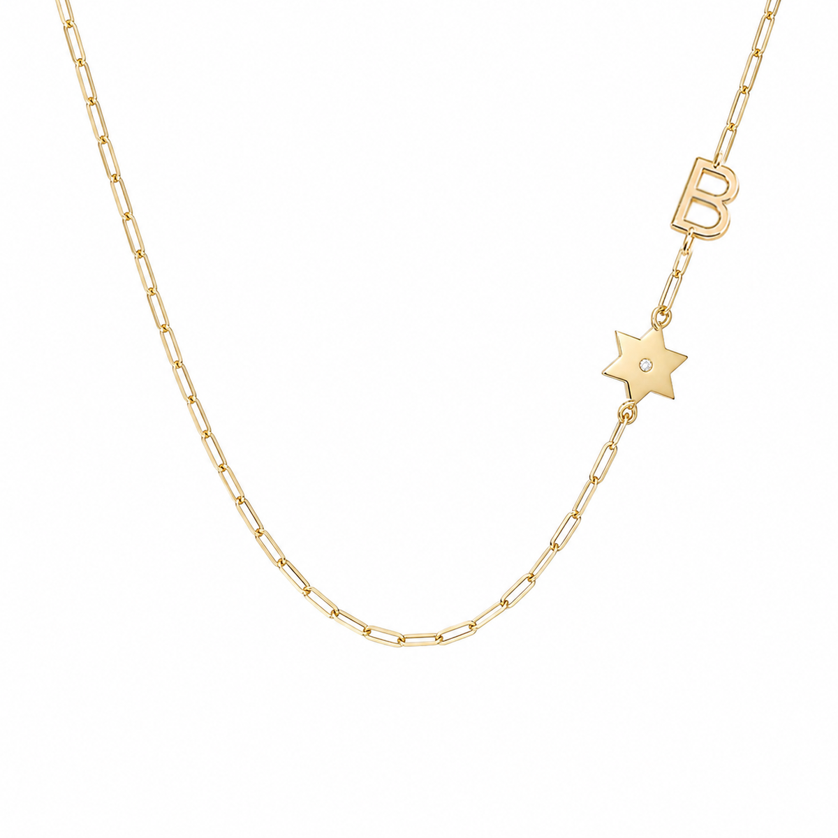 Personalized Star of David necklace with diamond and initials
