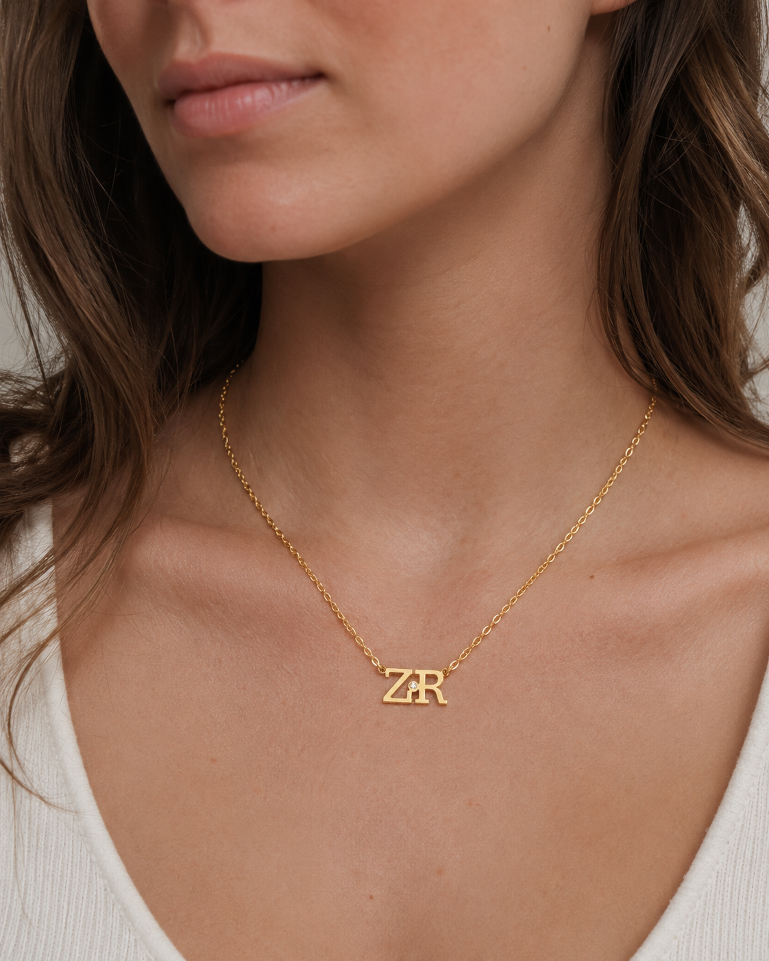 Personalized initials diamond necklace
