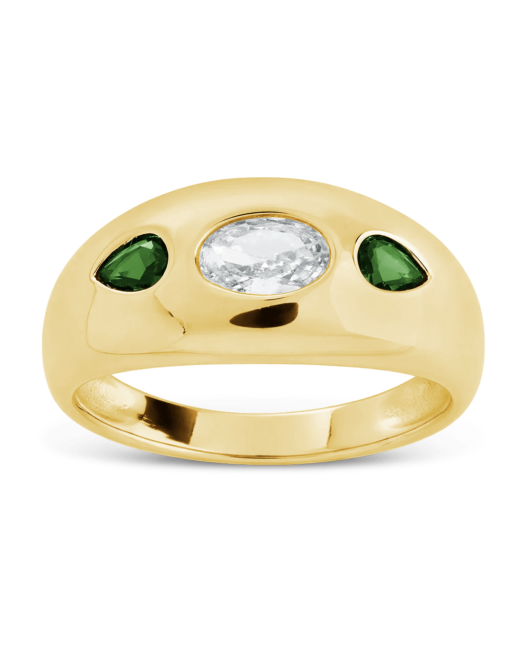 Sterling Silver Triple-Stone Tapered Dome Ring