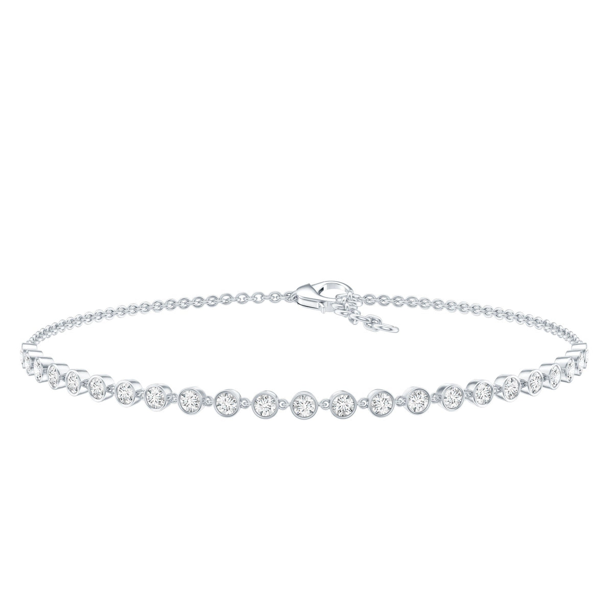 Certified Lab Grown Bezel Set Diamond Eternity Chain Bracelet