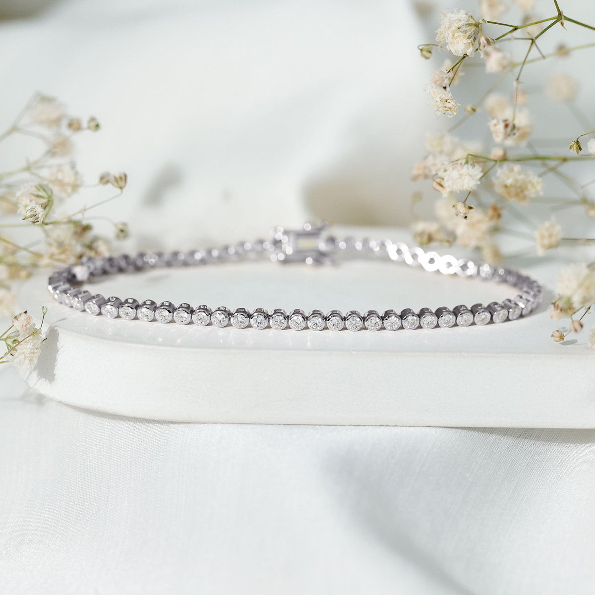 Certified Bezel Set Lab Grown Diamond Tennis Bracelet