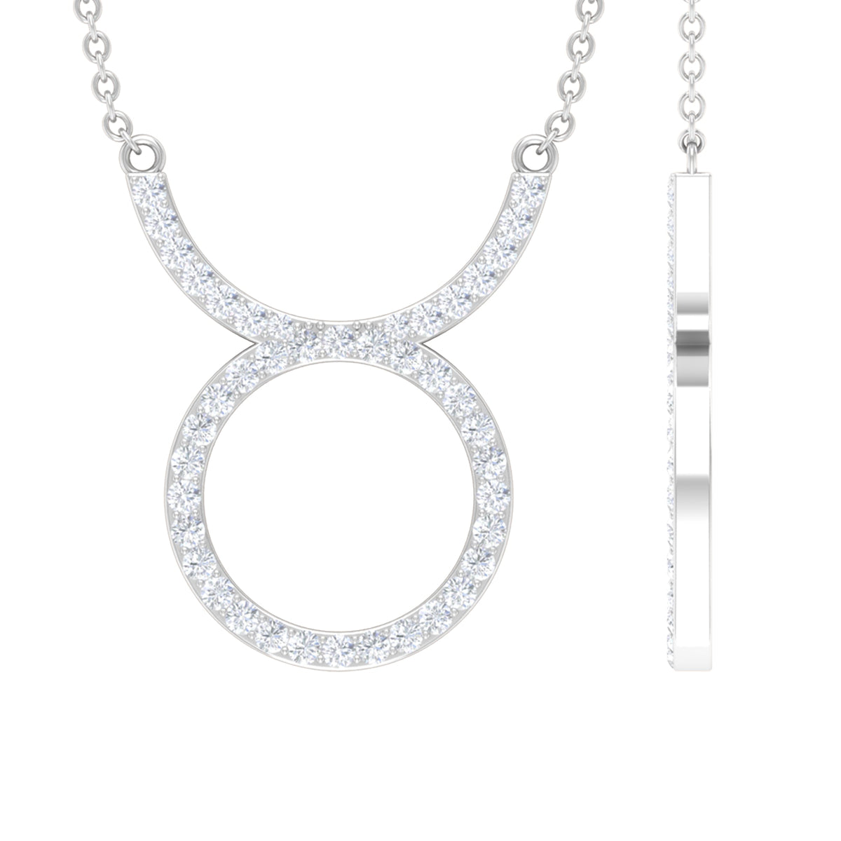 Pave Set Lab Grown Diamond Taurus Zodiac Sign Necklace