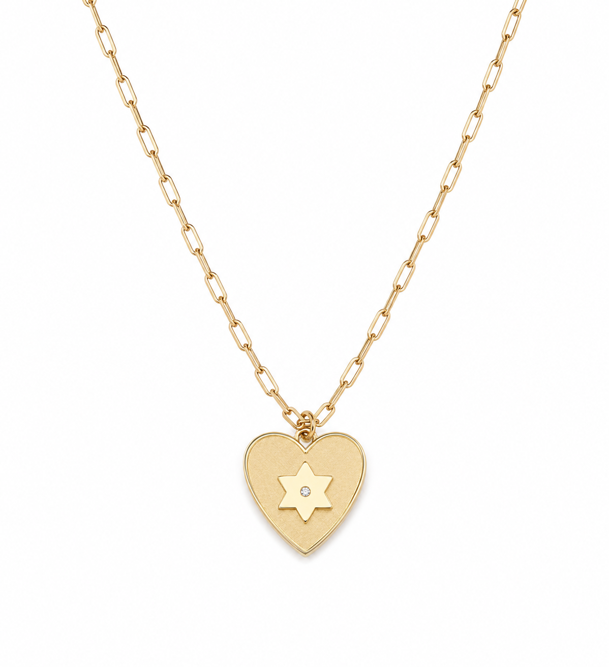 Shelly Heart Star of David Diamond Necklace
