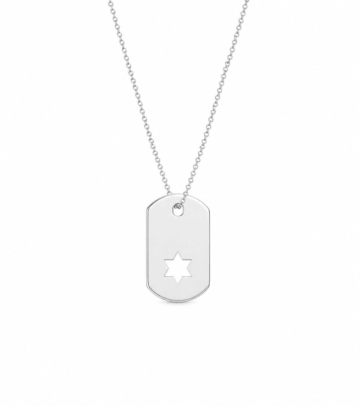 Sterling silver Star of David ID tag necklace