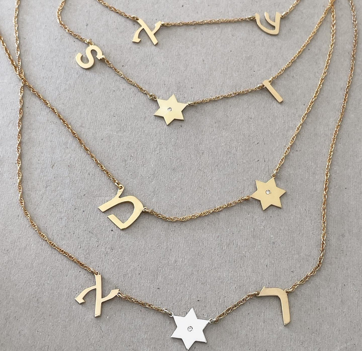 Taly Star of David necklace with personalized English initials