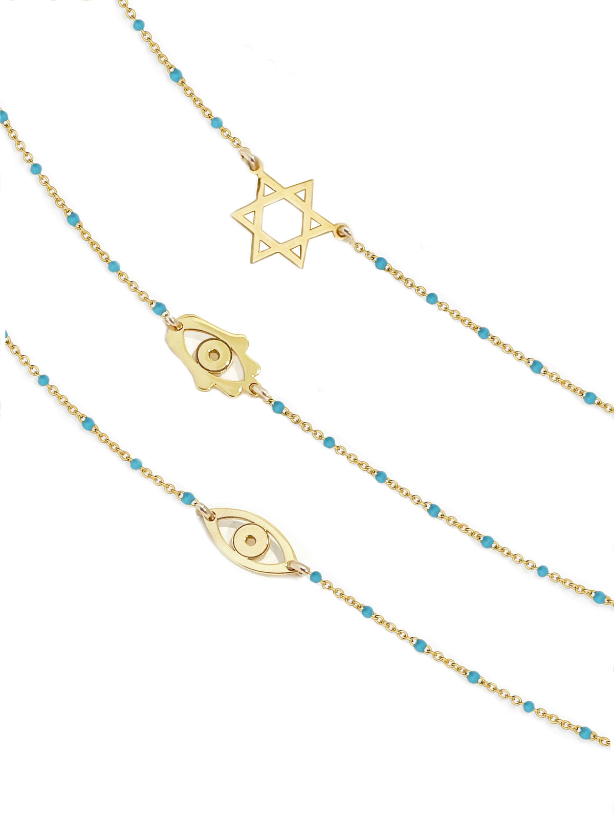 Turquoise charm detail on necklace