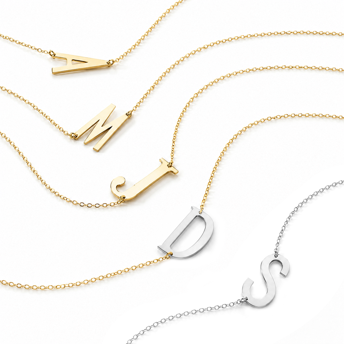 Juno Initial Necklace two tone initial pendant necklace